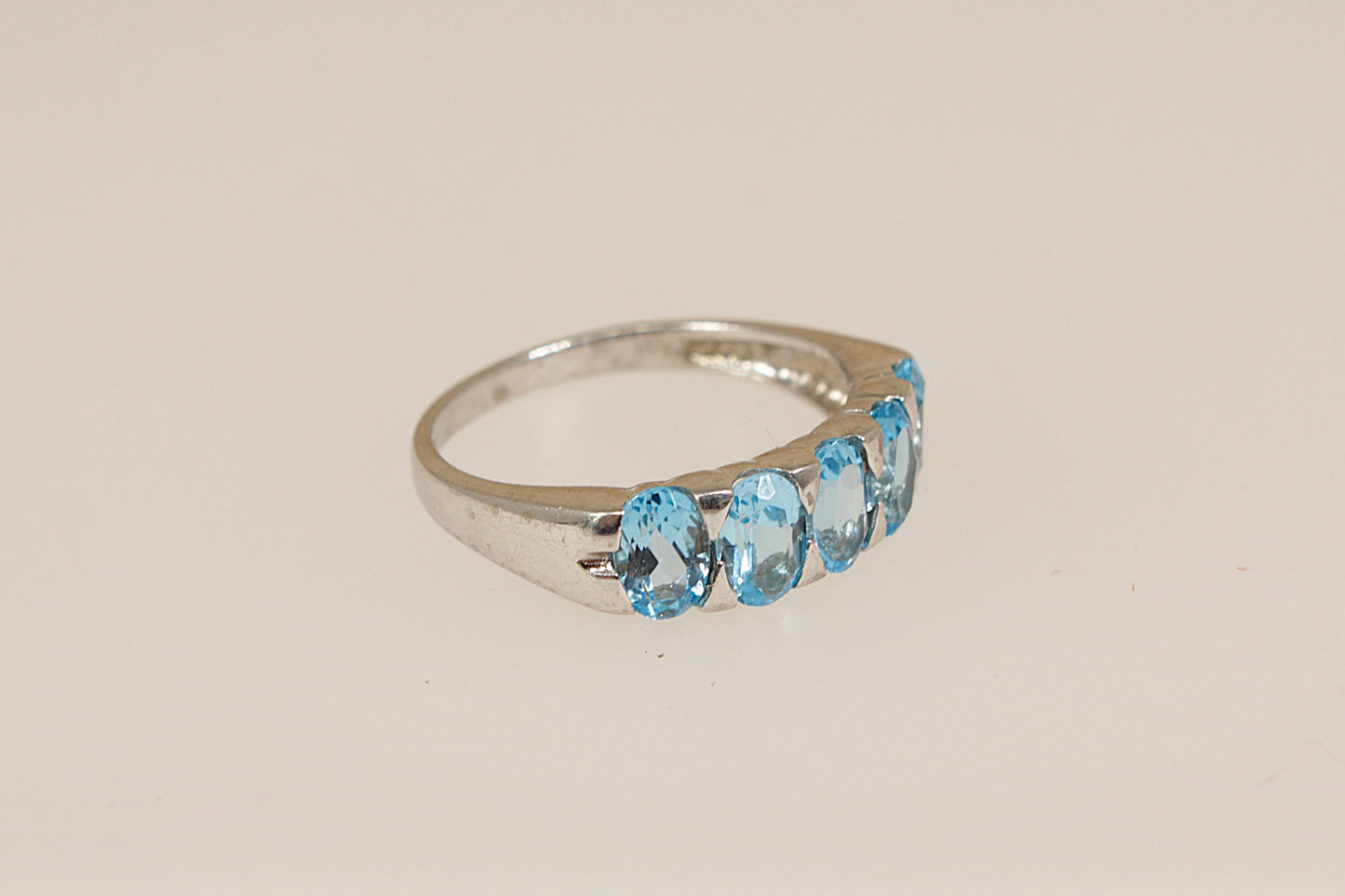 Silver 5 Stone Blue Topaz Ring