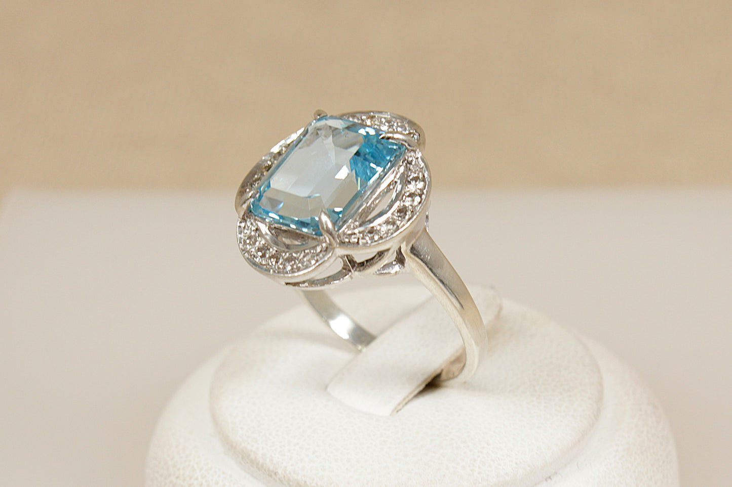 Silver Blue and White Topaz Statement Ring