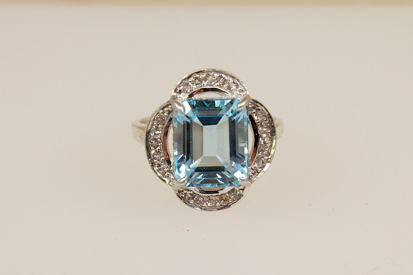 Silver Blue and White Topaz Statement Ring