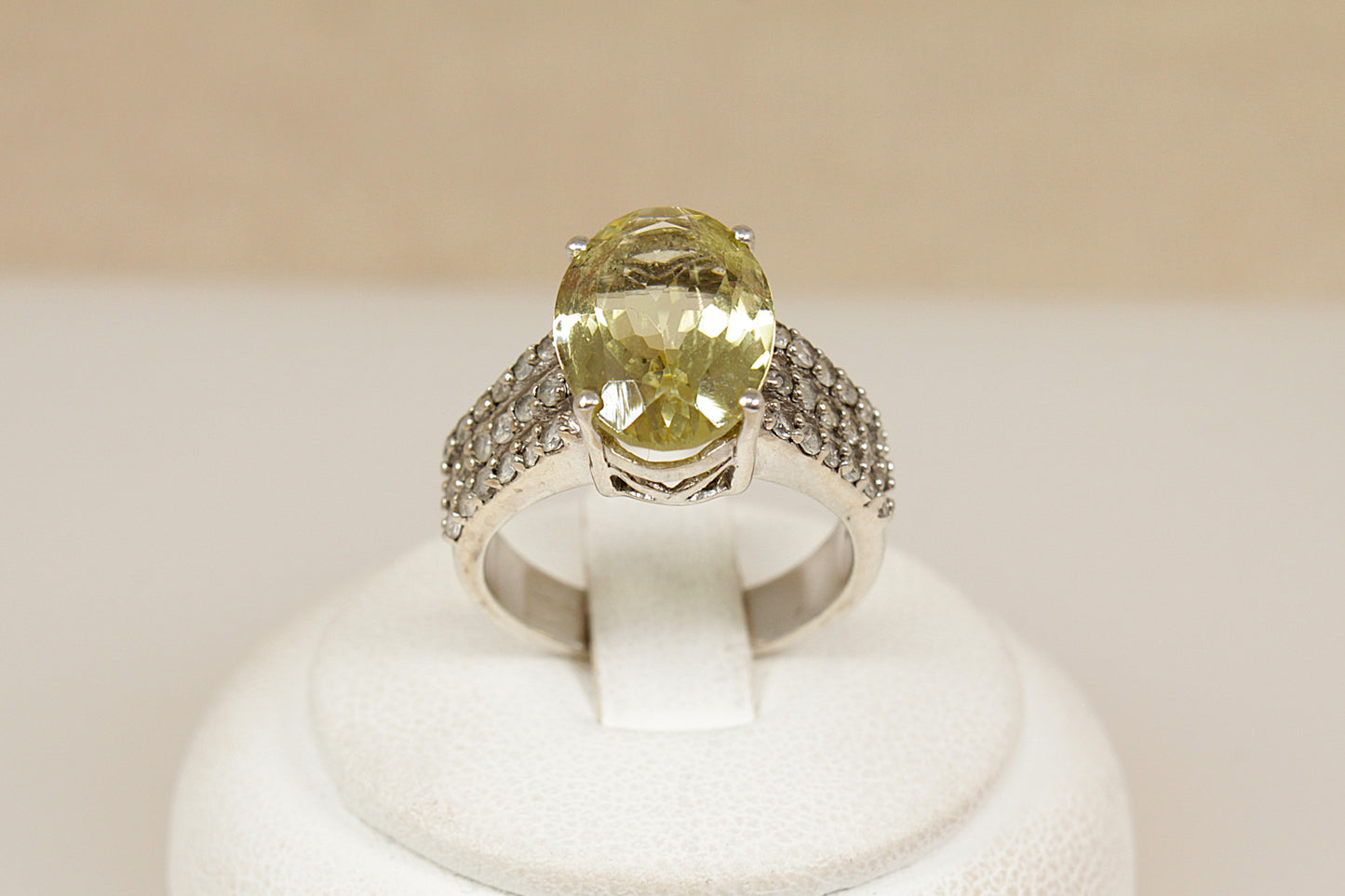 Lemon Citrine and White Topaz Statement Ring