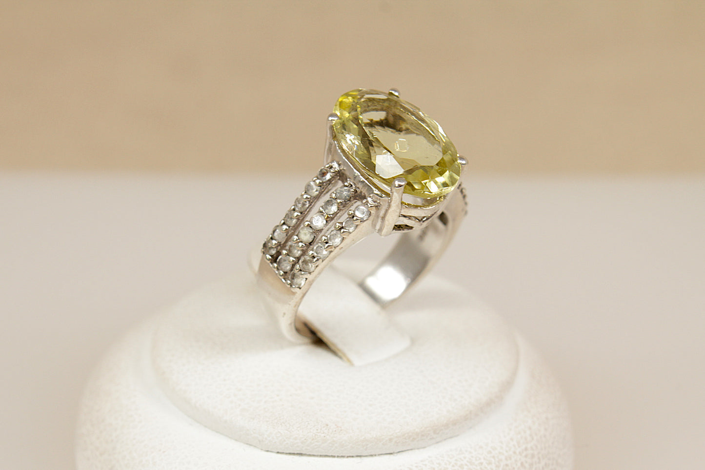 Lemon Citrine and White Topaz Statement Ring