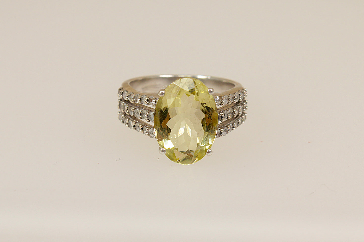 Lemon Citrine and White Topaz Statement Ring