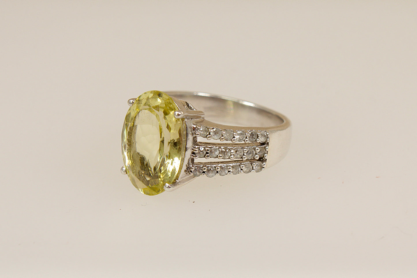 Lemon Citrine and White Topaz Statement Ring