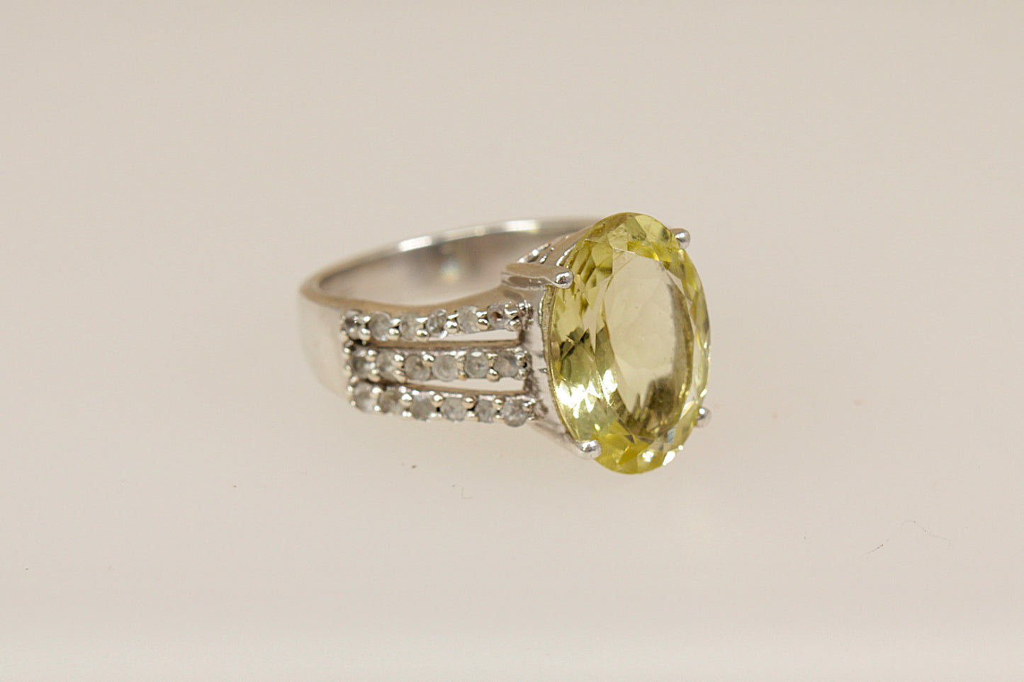 Lemon Citrine and White Topaz Statement Ring