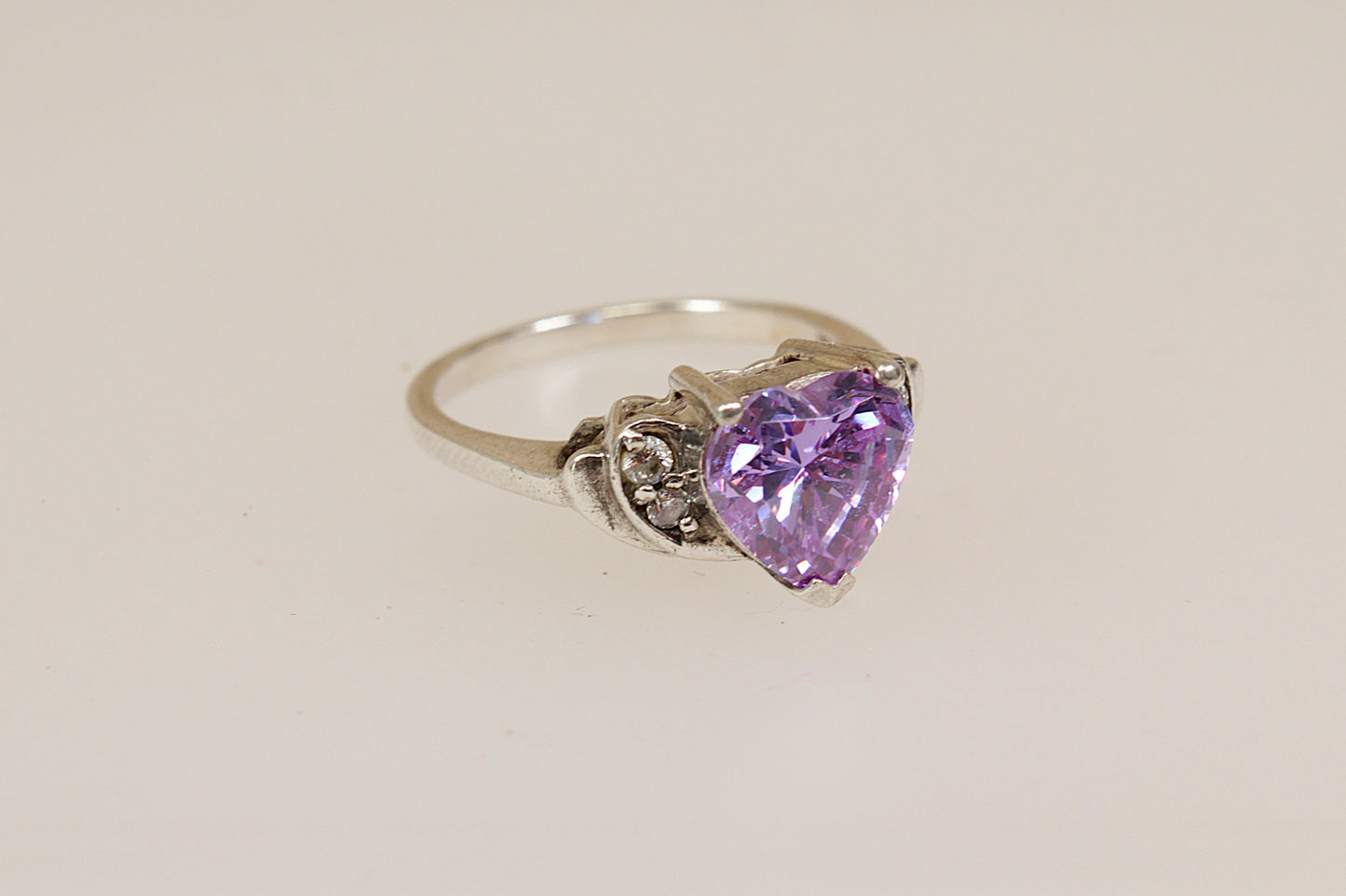 Silver Amethyst Colour Crystal Ring