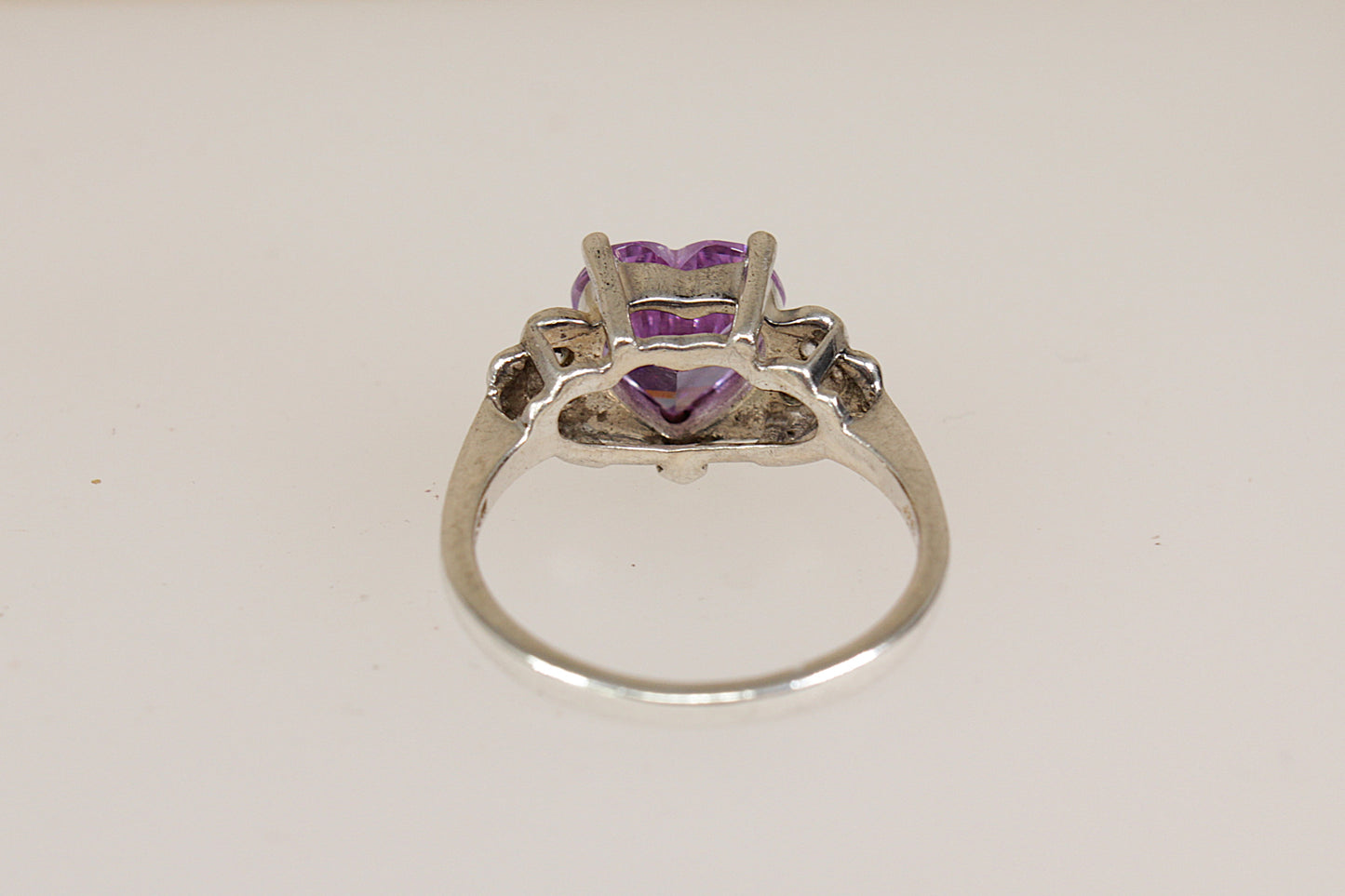 Silver Amethyst Colour Crystal Ring