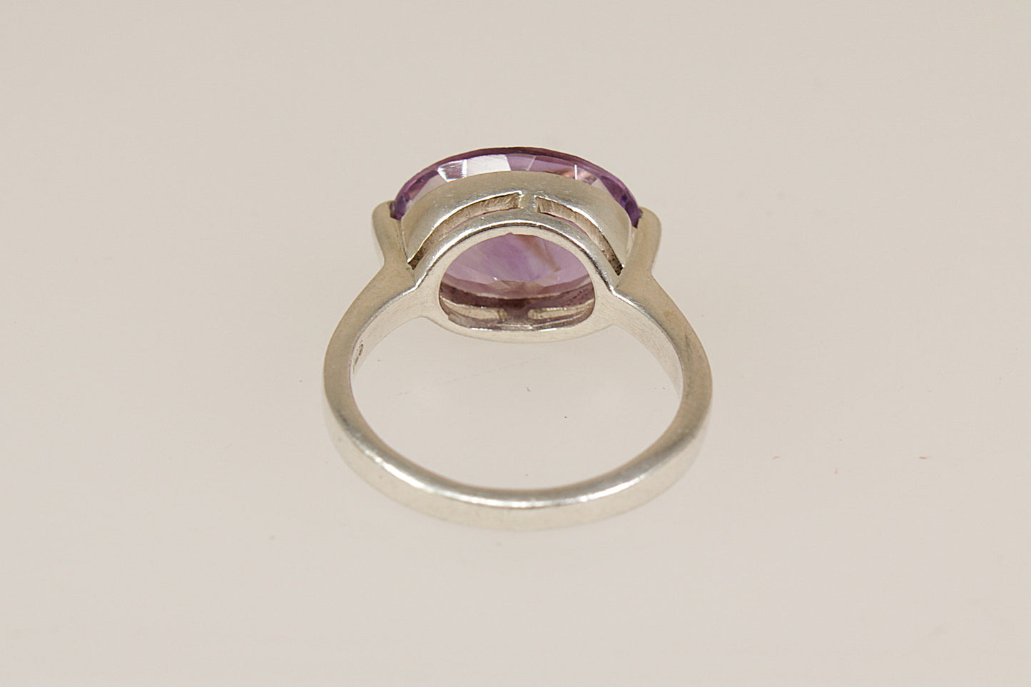 Silver Amethyst Solitaire ‘Elipse’ Ring