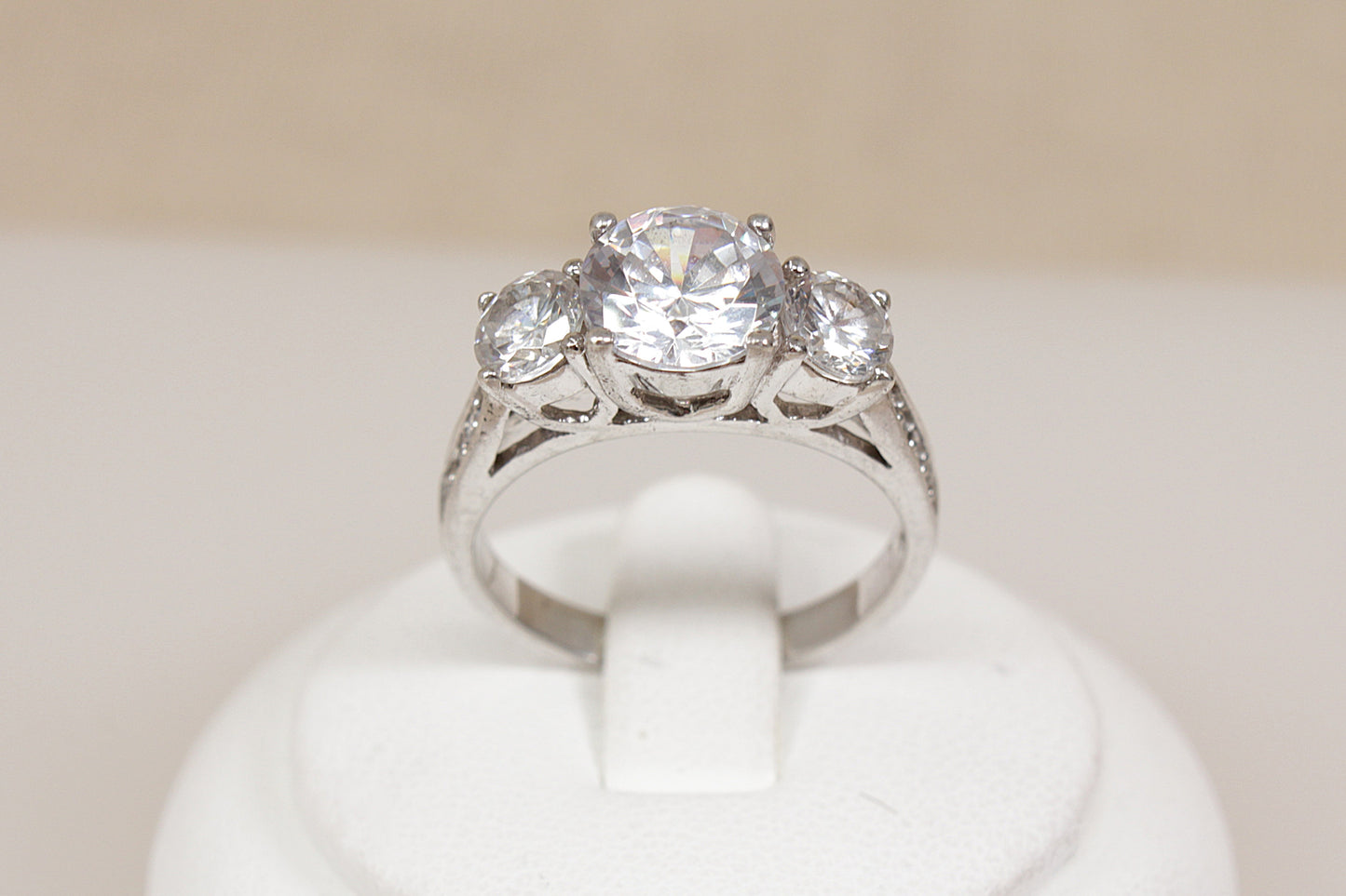 Silver CZ Trilogy Statement Ring