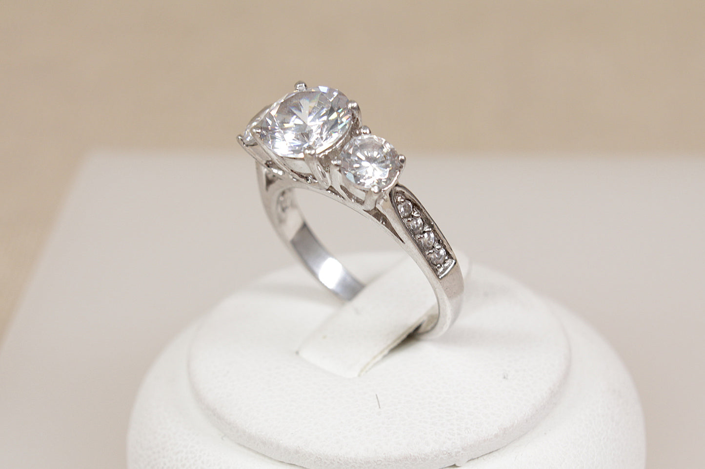 Silver CZ Trilogy Statement Ring