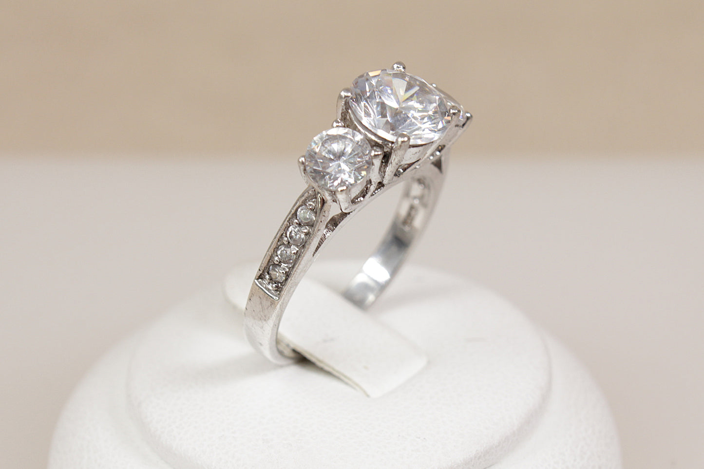 Silver CZ Trilogy Statement Ring