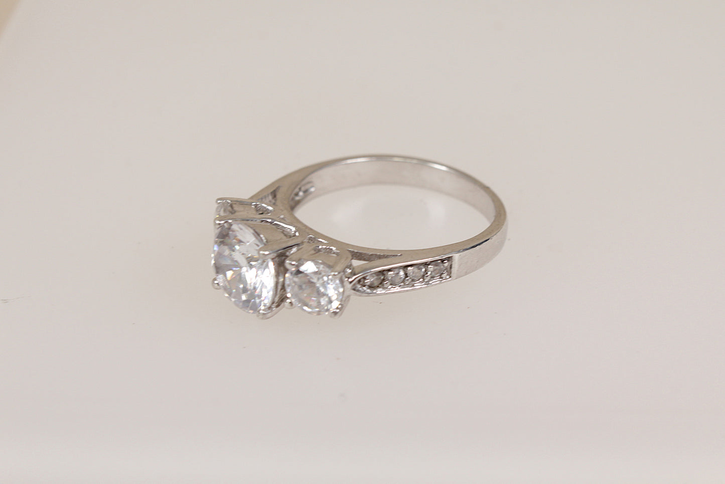Silver CZ Trilogy Statement Ring
