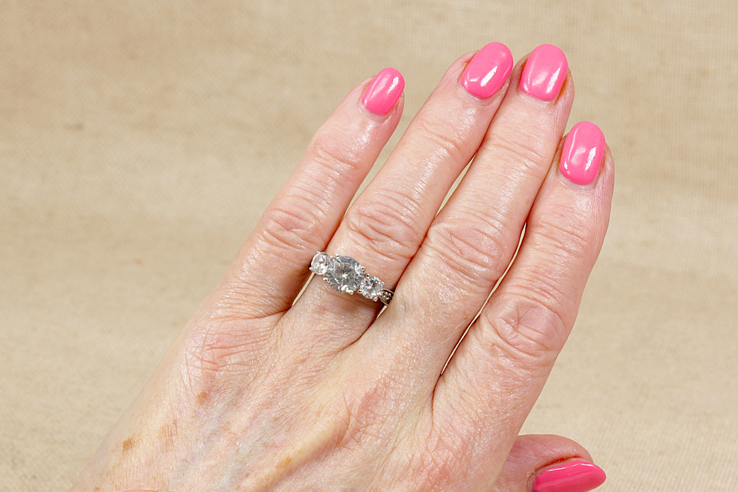 Silver CZ Trilogy Statement Ring