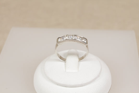 Silver Crystal Band Ring