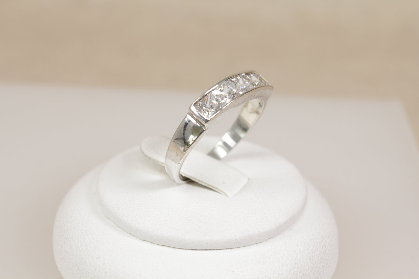 Silver Crystal Band Ring