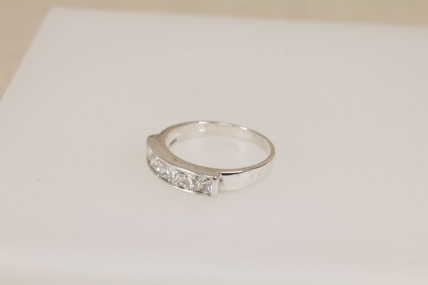 Silver Crystal Band Ring