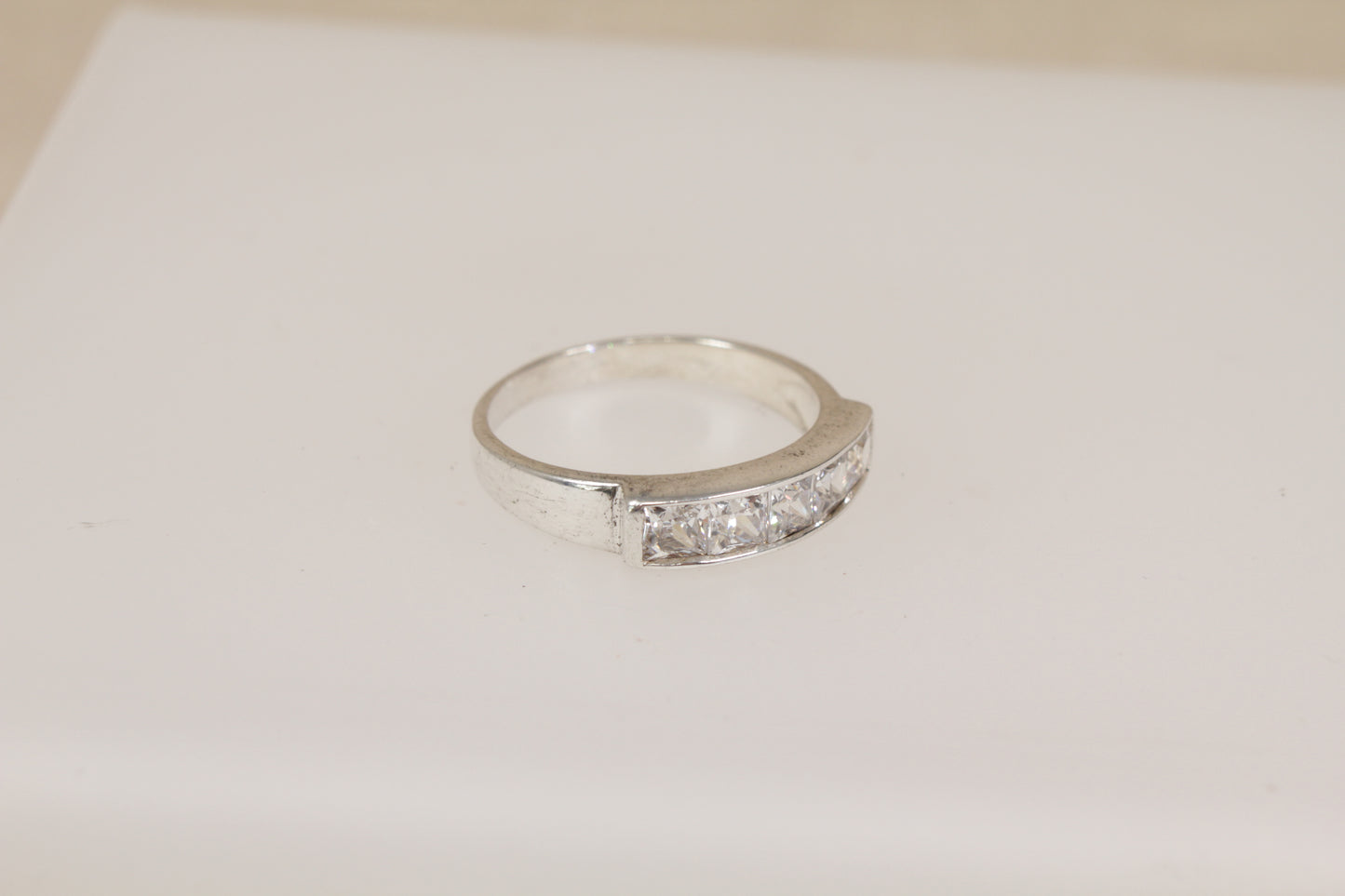 Silver Crystal Band Ring