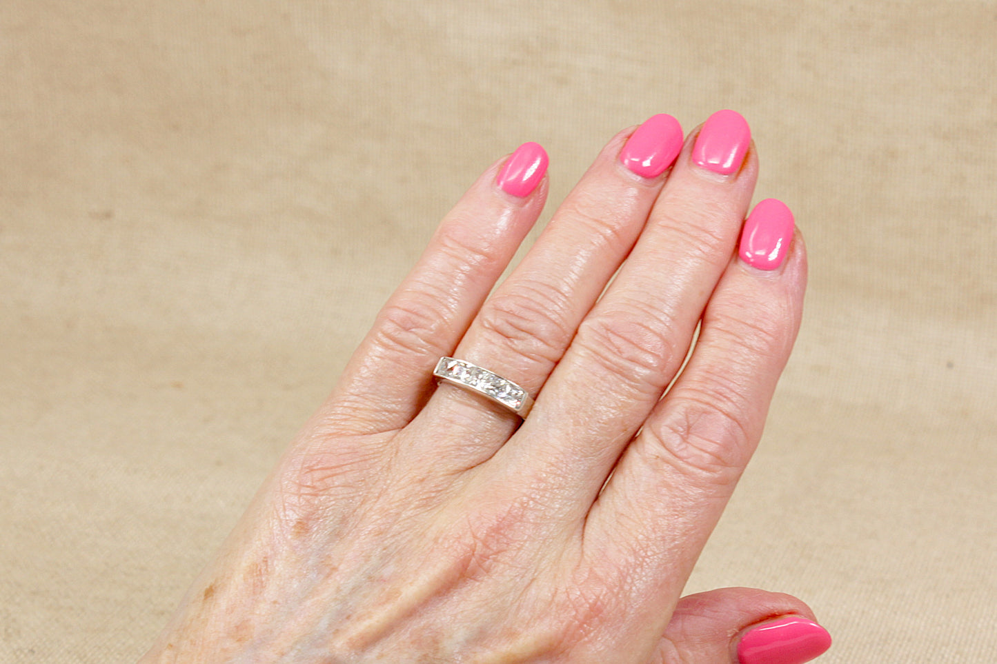 Silver Crystal Band Ring