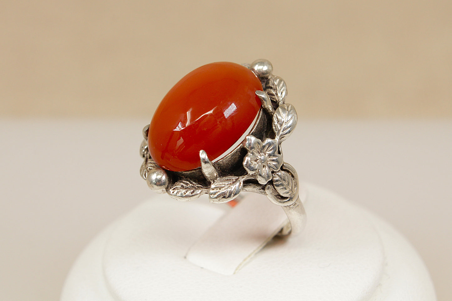 Vintage Silver Arts and Crafts Carnelian Ring