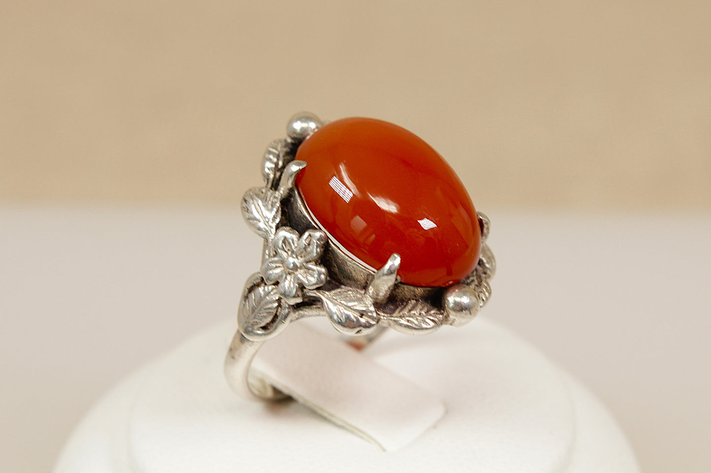 Vintage Silver Arts and Crafts Carnelian Ring