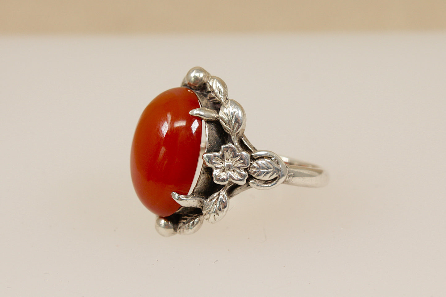Vintage Silver Arts and Crafts Carnelian Ring