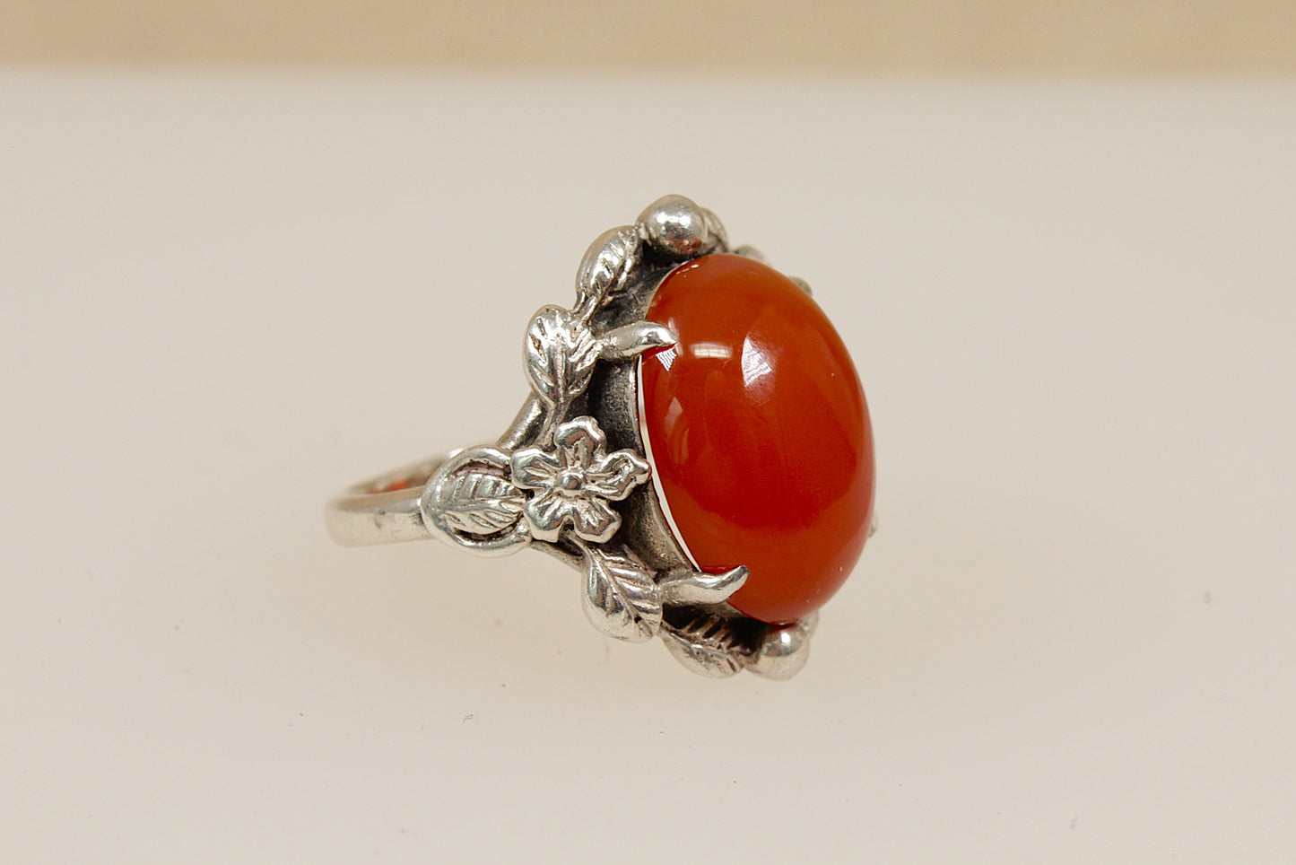Vintage Silver Arts and Crafts Carnelian Ring