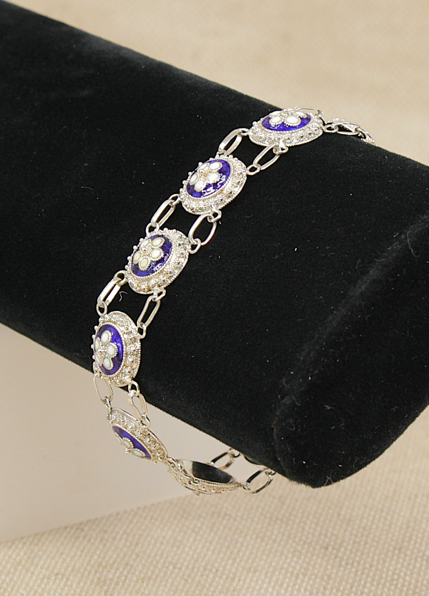 Antique French Silver & Enamel Bracelet