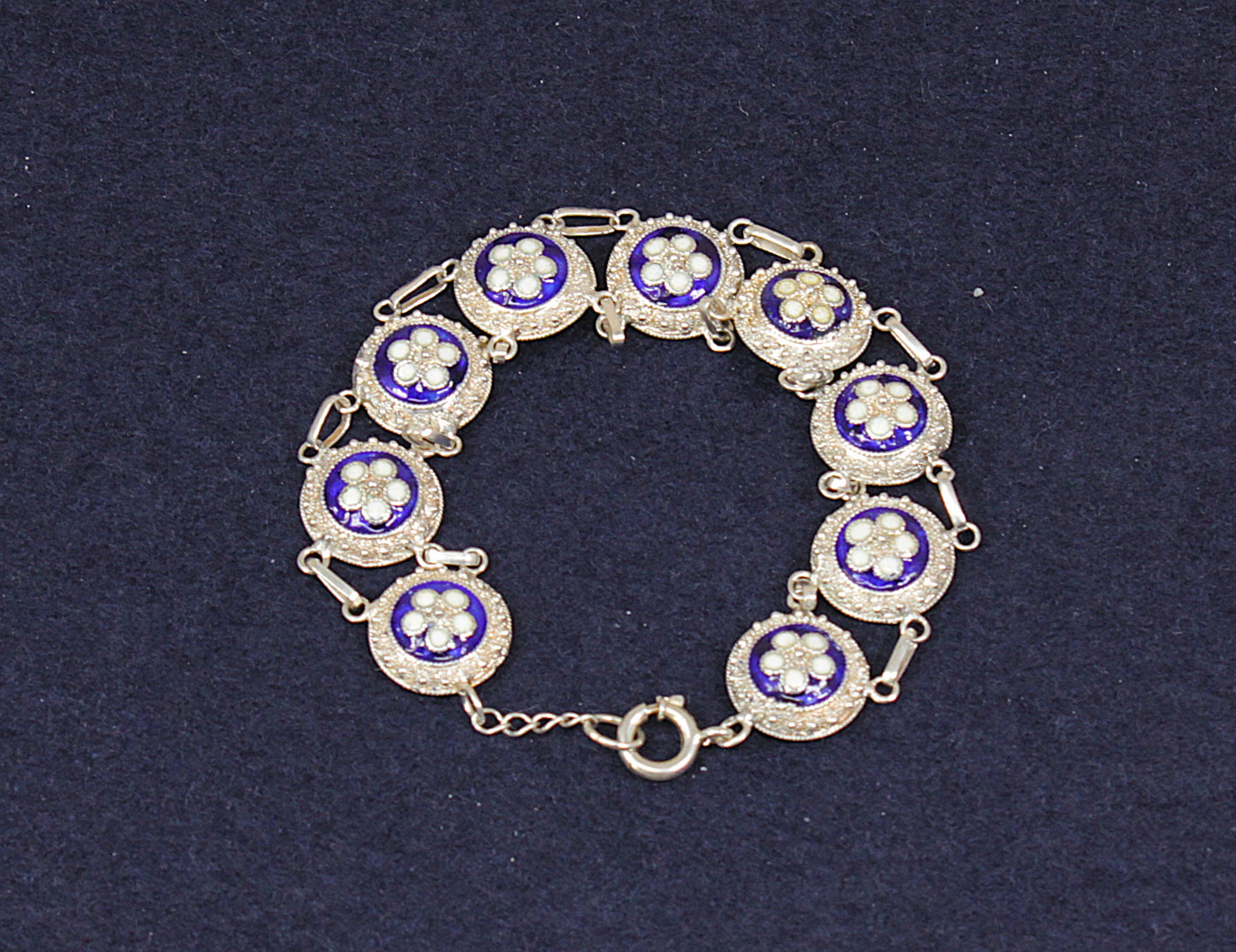 Antique French Silver & Enamel Bracelet