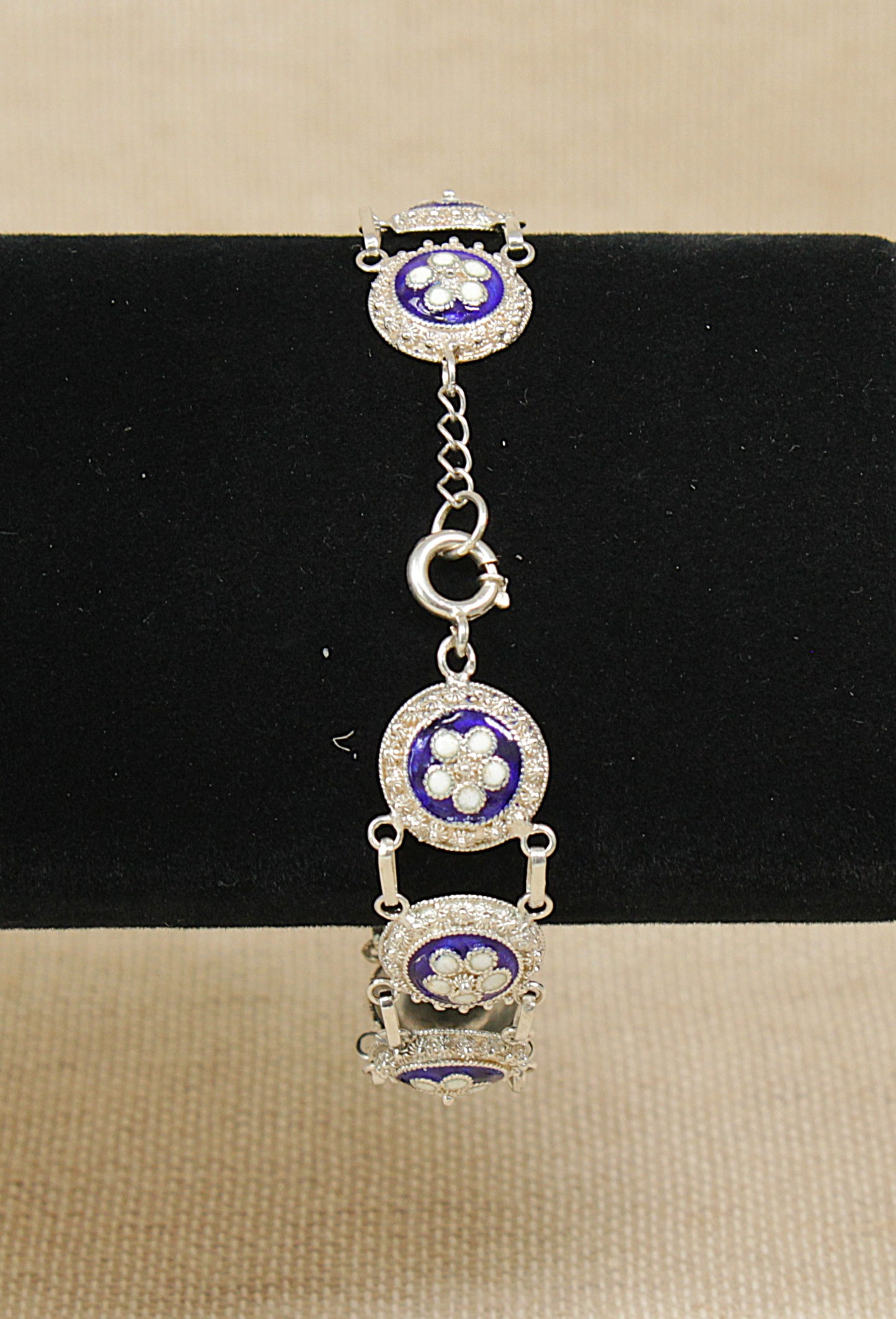 Antique French Silver & Enamel Bracelet