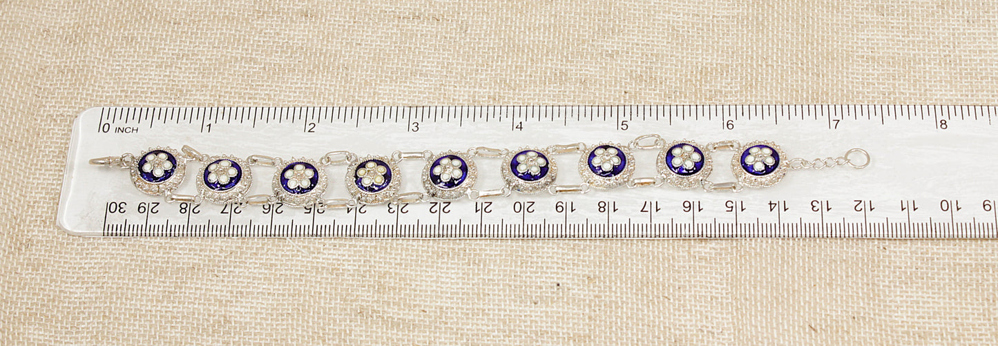 Antique French Silver & Enamel Bracelet