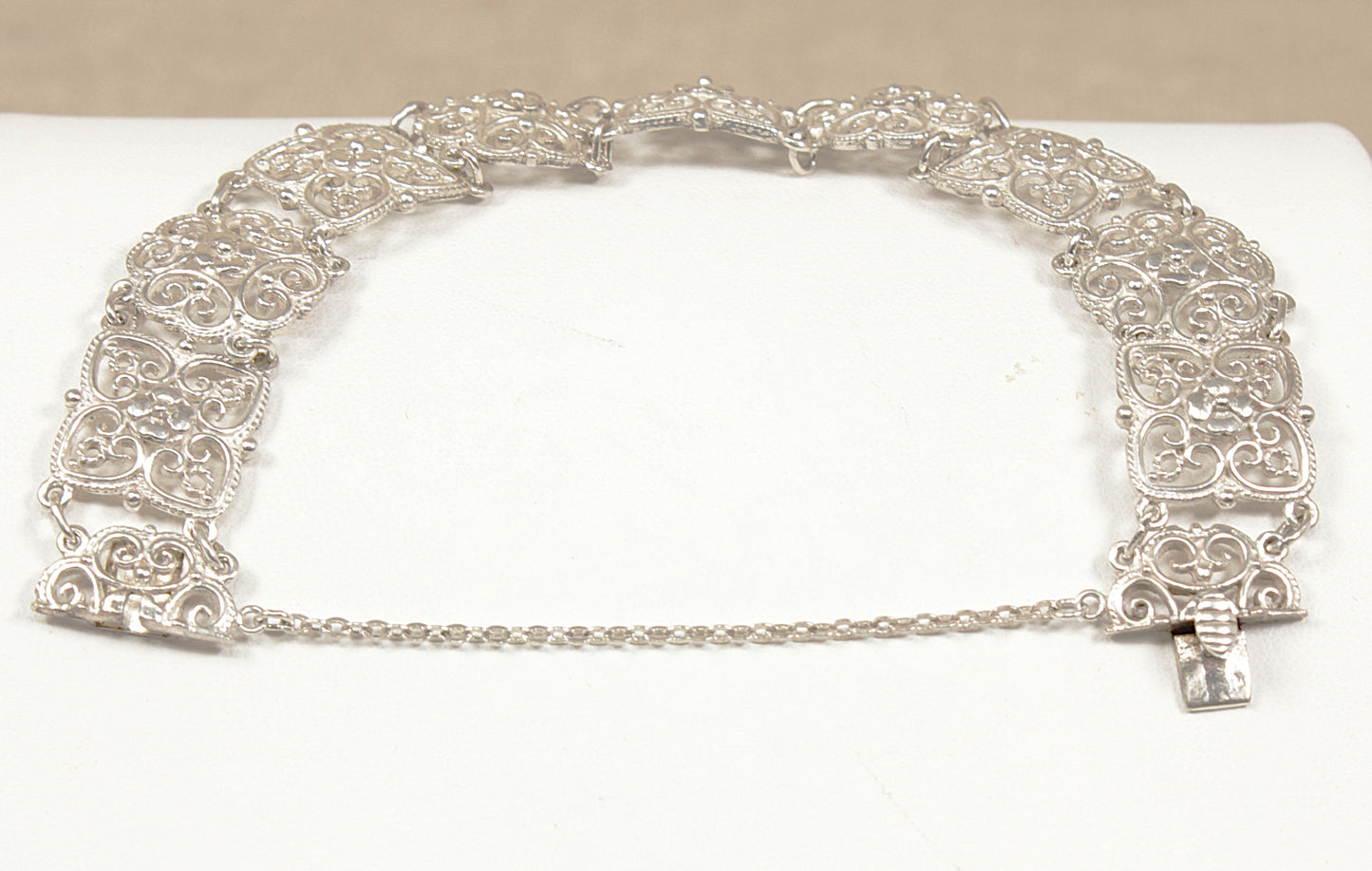 Edwardian Silver Gothic Revival Link Bracelet