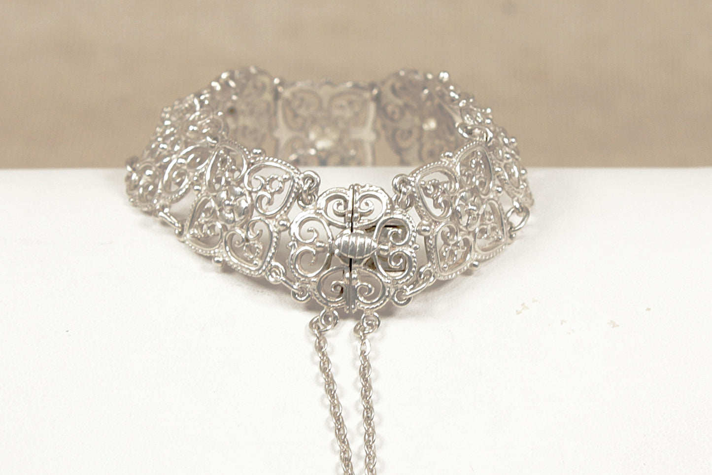 Edwardian Silver Gothic Revival Link Bracelet