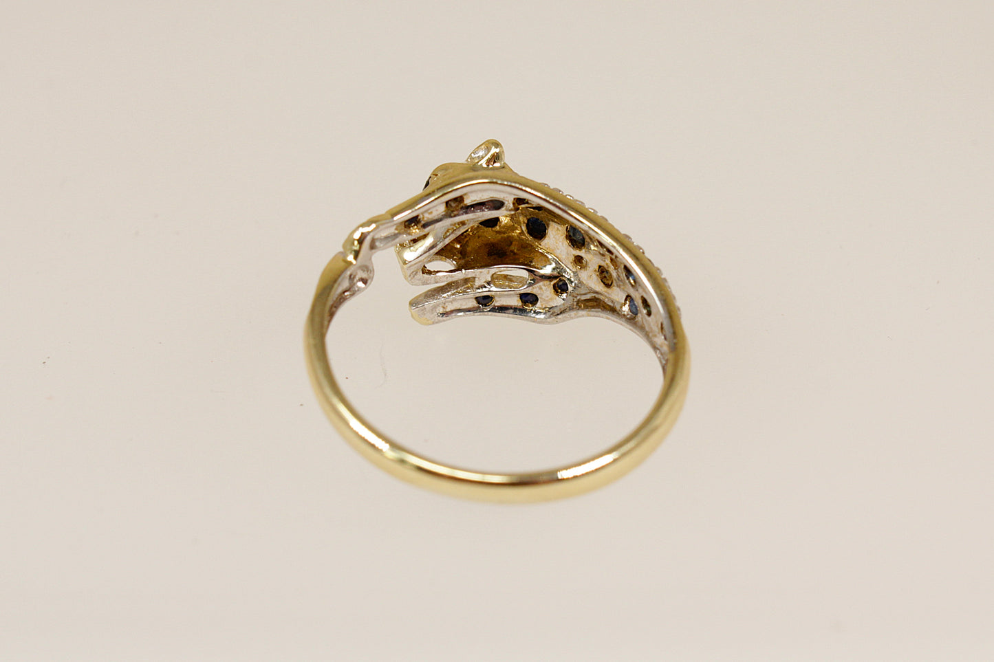 9ct Gold Sapphire and Diamond Leopard Ring