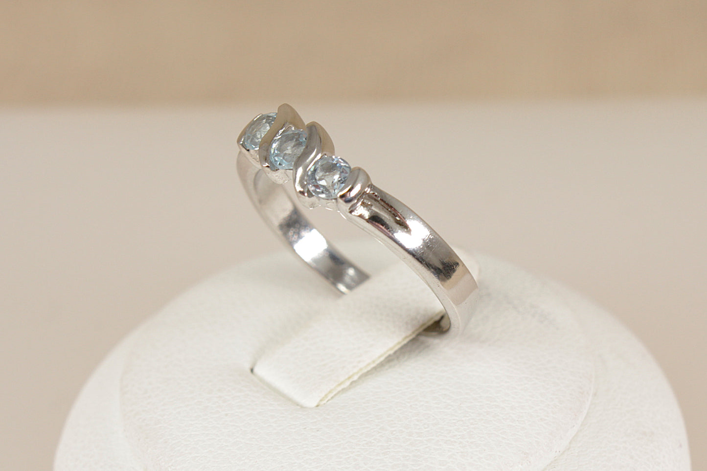 Silver Blue Topaz Trilogy Ring