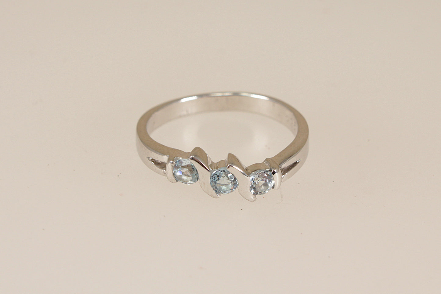 Silver Blue Topaz Trilogy Ring
