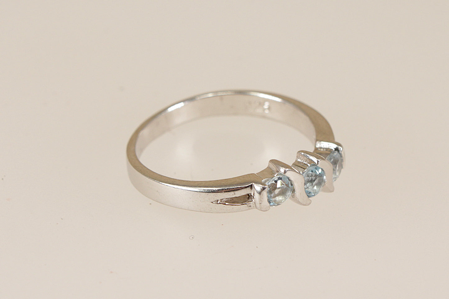Silver Blue Topaz Trilogy Ring