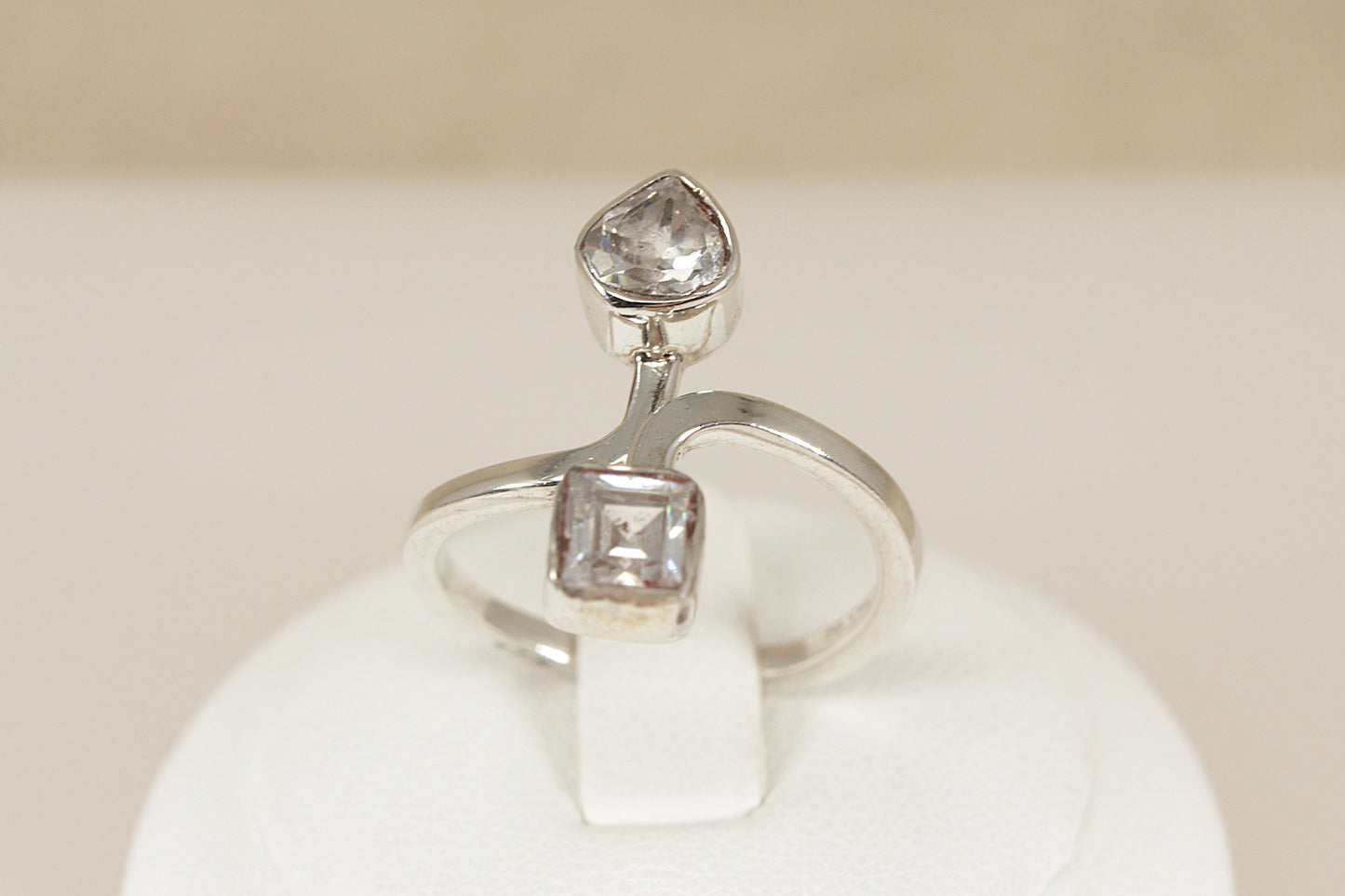 Silver Crystal Duo Ring