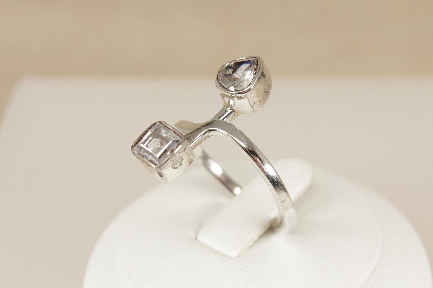 Silver Crystal Duo Ring