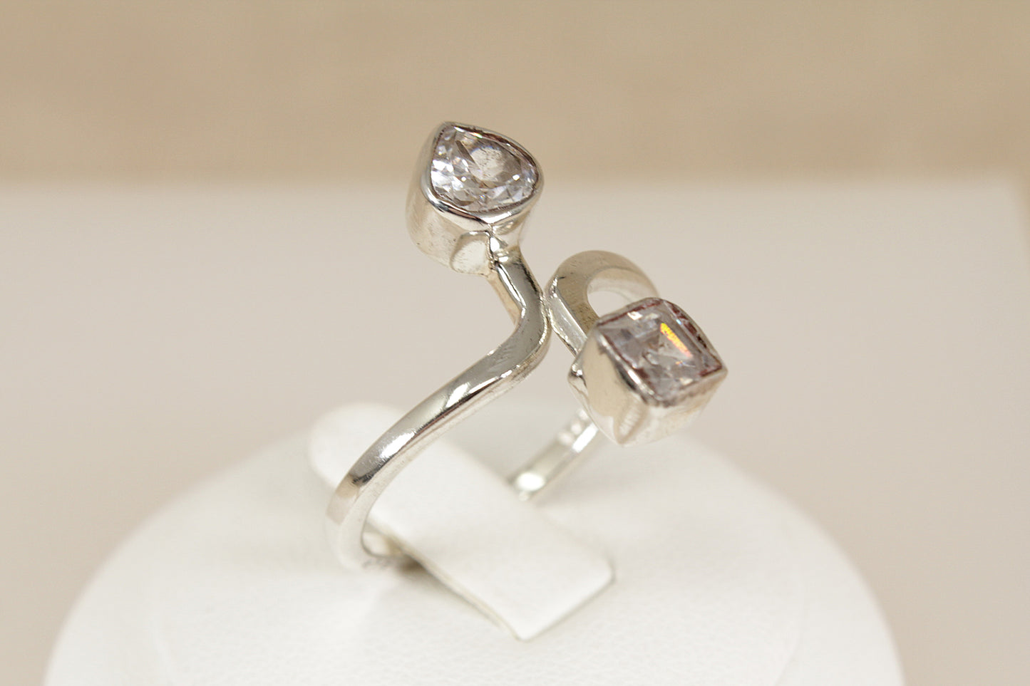 Silver Crystal Duo Ring