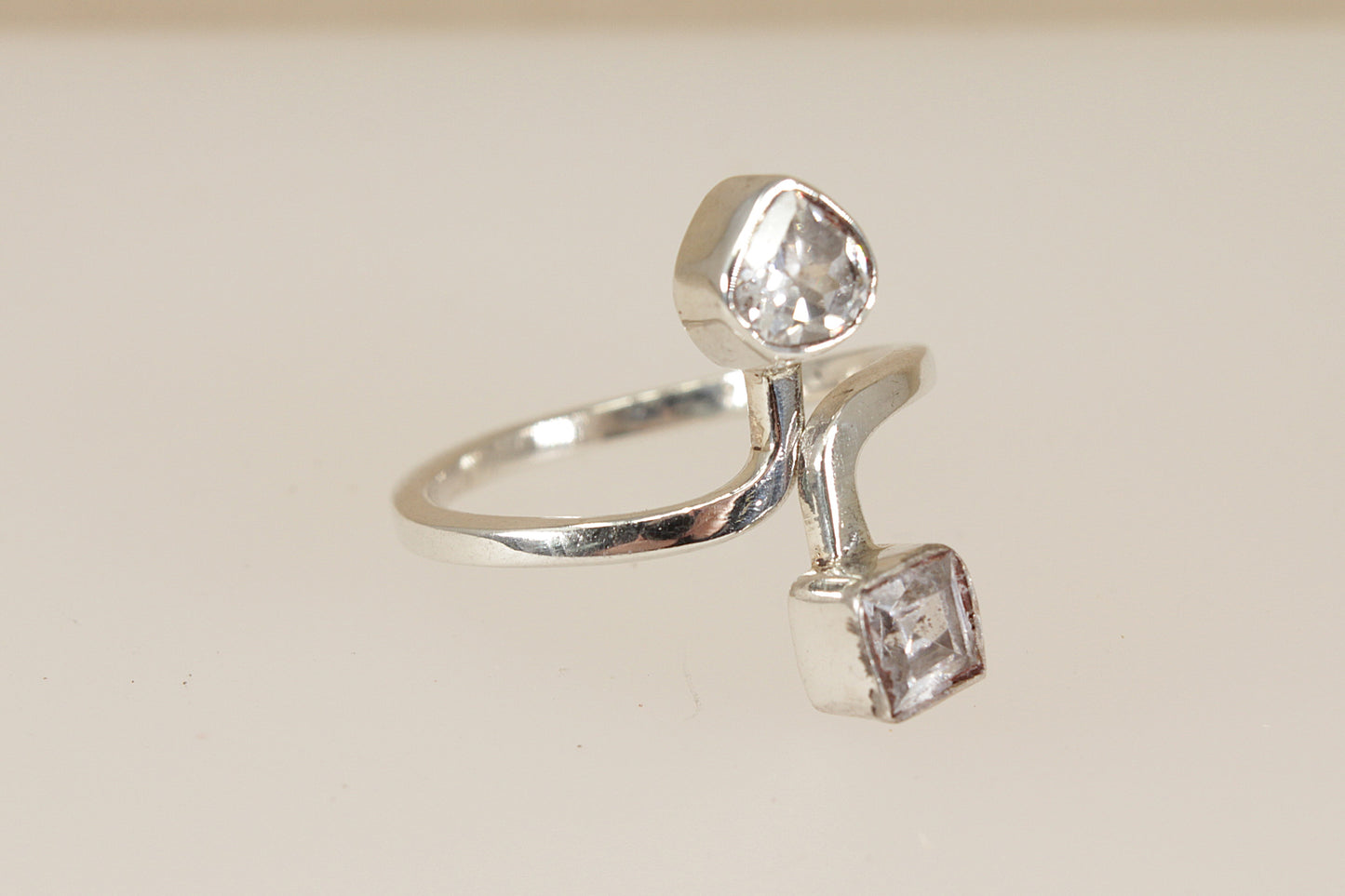 Silver Crystal Duo Ring