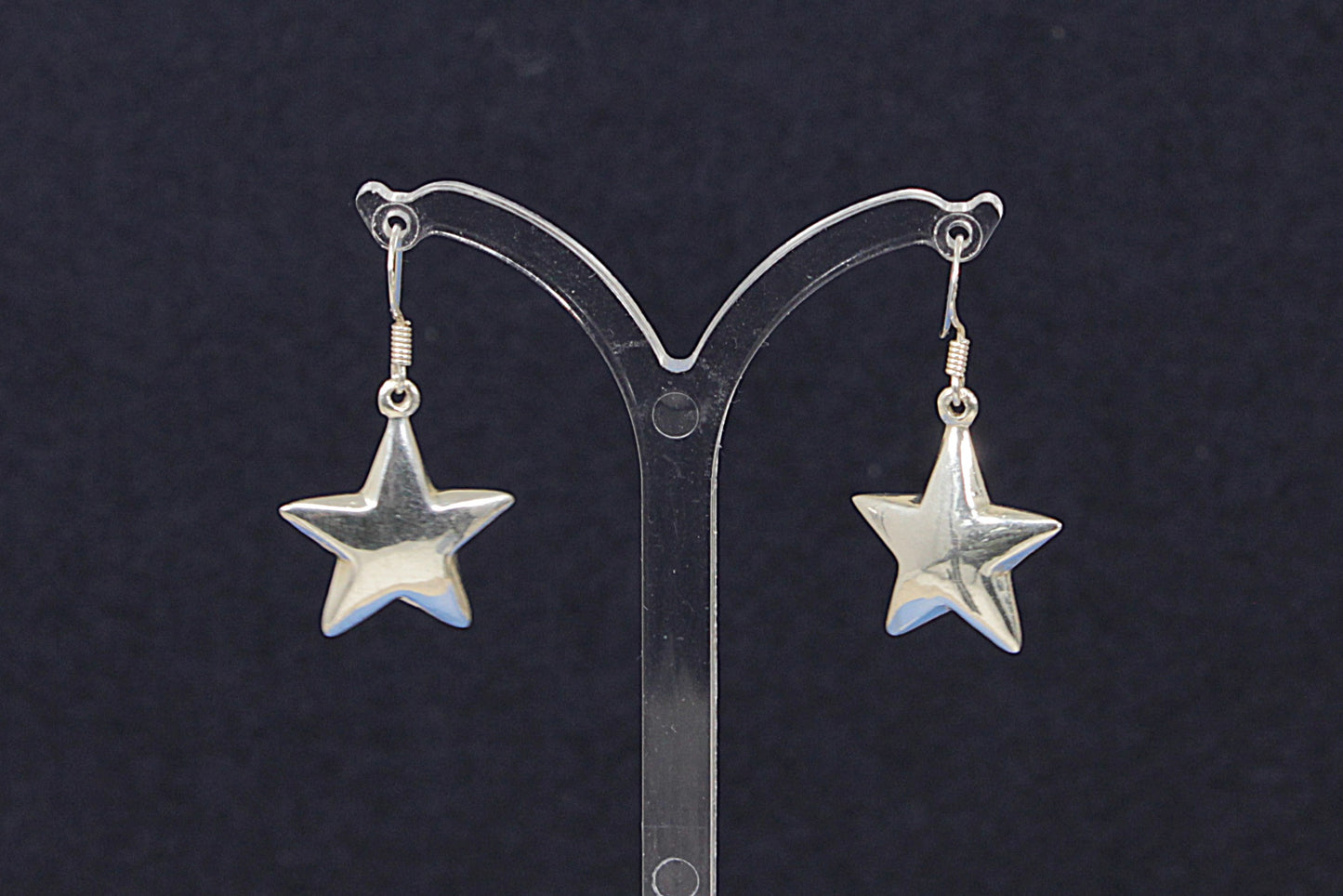 Silver Star Shape Drop Earrings
