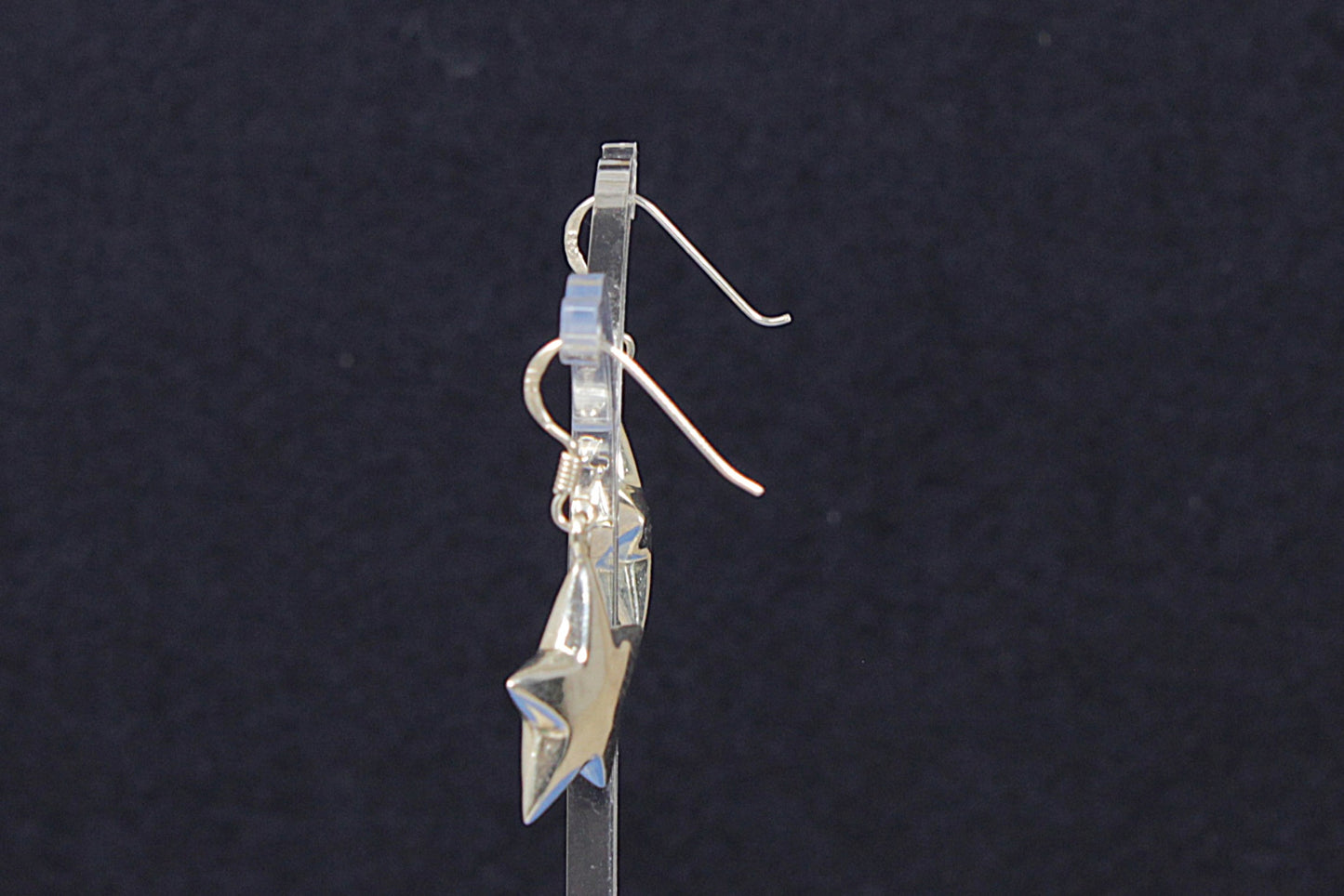 Silver Star Shape Drop Earrings
