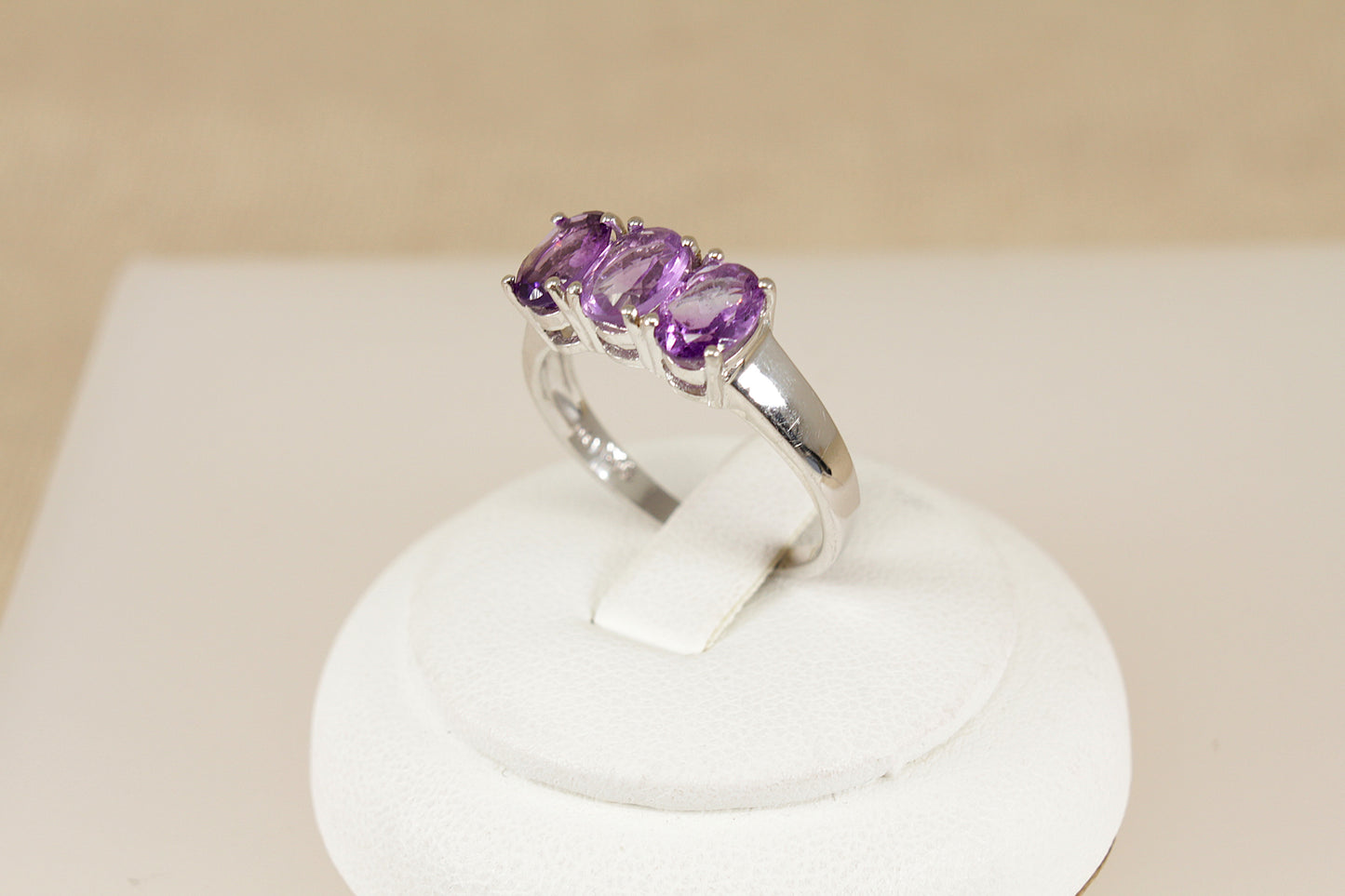 Silver Amethyst Trilogy Ring