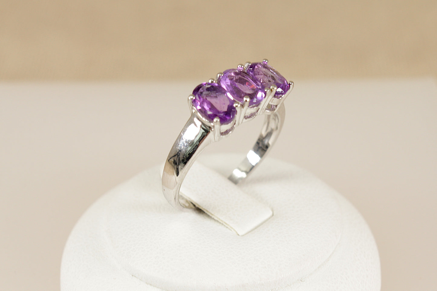 Silver Amethyst Trilogy Ring