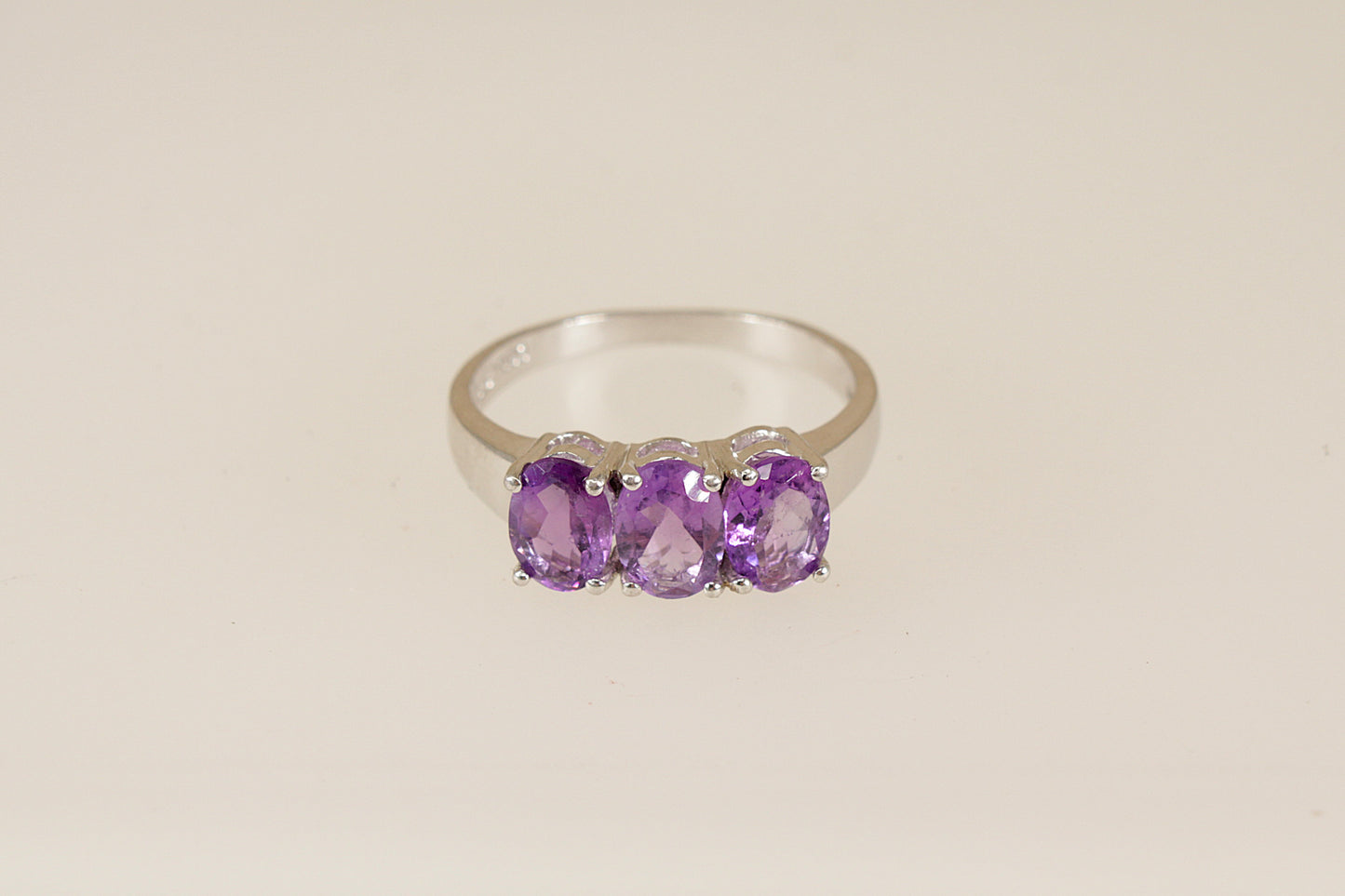 Silver Amethyst Trilogy Ring