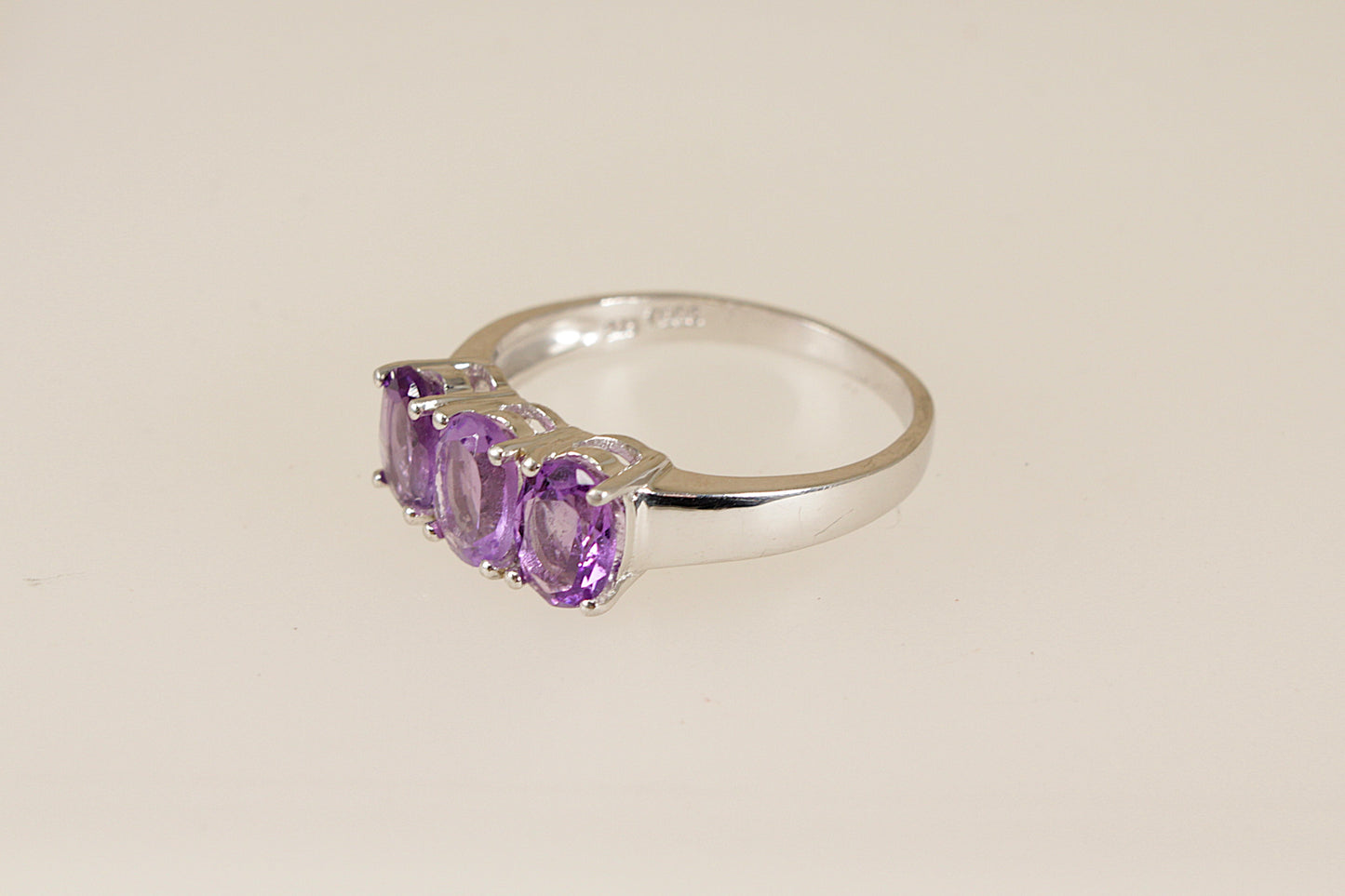 Silver Amethyst Trilogy Ring