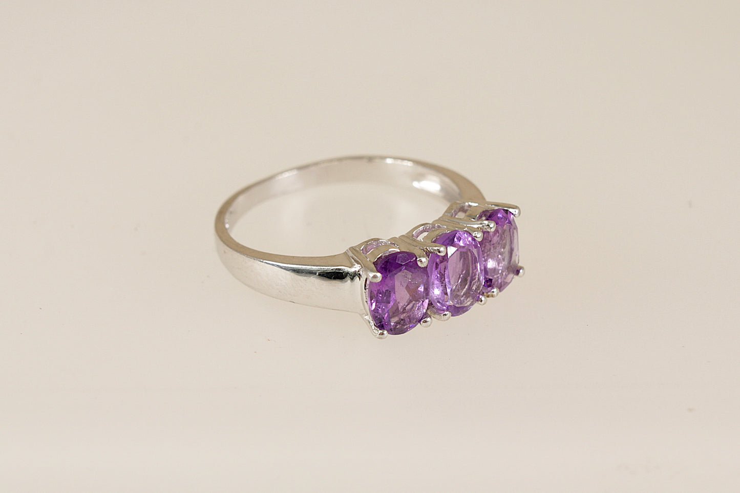 Silver Amethyst Trilogy Ring