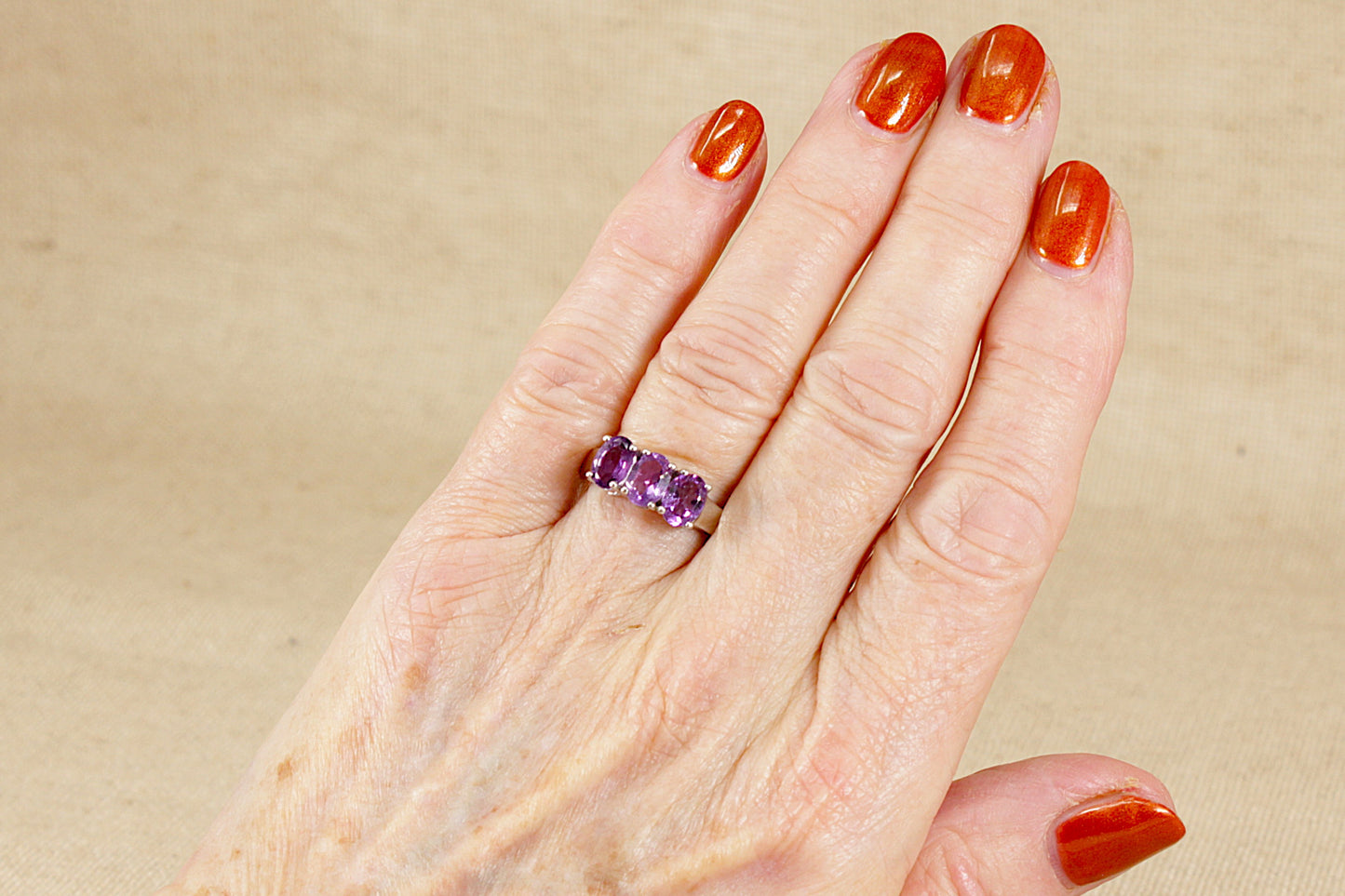 Silver Amethyst Trilogy Ring
