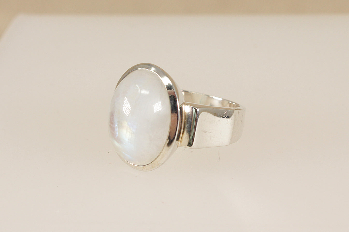 Silver Moonstone Statement Ring