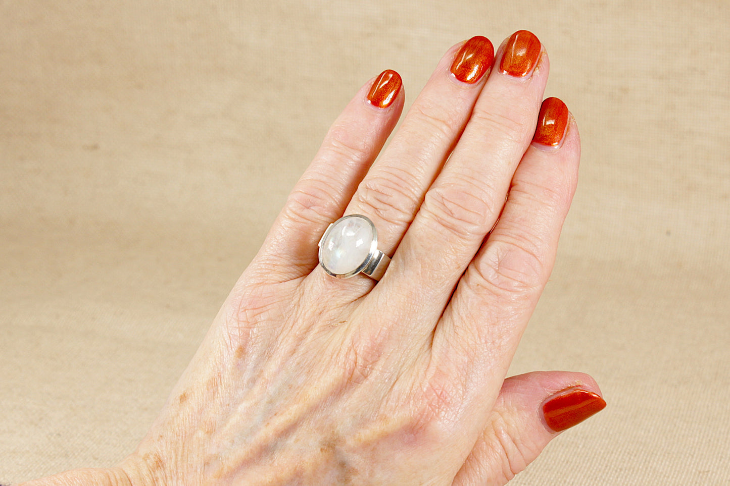 Silver Moonstone Statement Ring