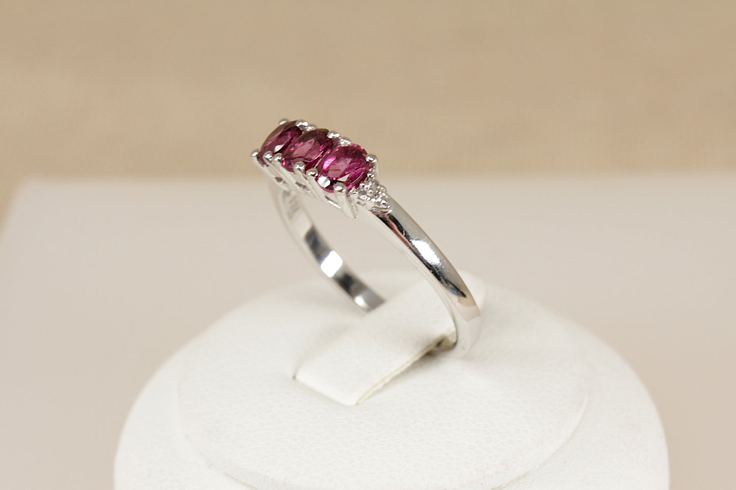Silver Pink Tourmaline Trilogy Ring